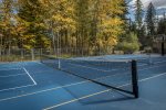 Newly refinished, the tennis court also has lines for pickle ball courts.